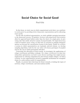 Social Choice for Social Good