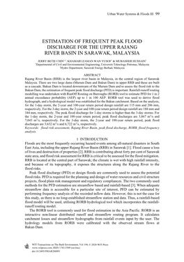 Estimation of Frequent Peak Flood Discharge for the Upper Rajang River Basin in Sarawak, Malaysia