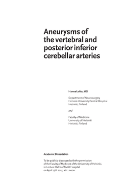 Aneurysms of the Vertebral and Posterior Inferior Cerebellar Arteries