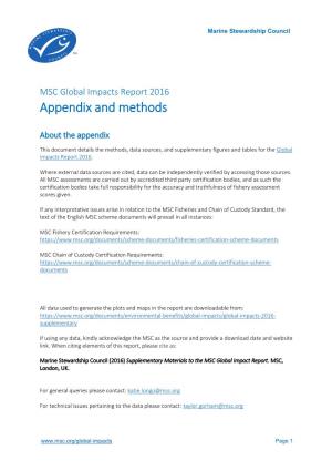 MSC Global Impacts Report 2016 Appendix and Methods