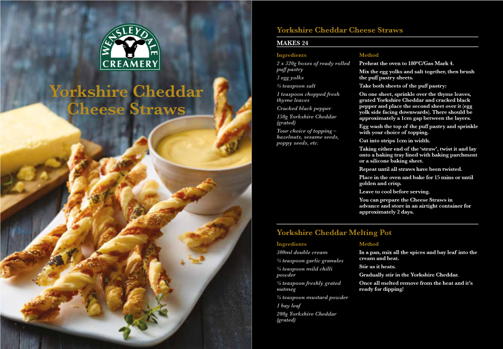 Yorkshire Cheddar Cheese Straws MAKES 24