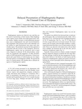 Delayed Presentation of Diaphragmatic Rupture: an Unusual Case of Dyspnea