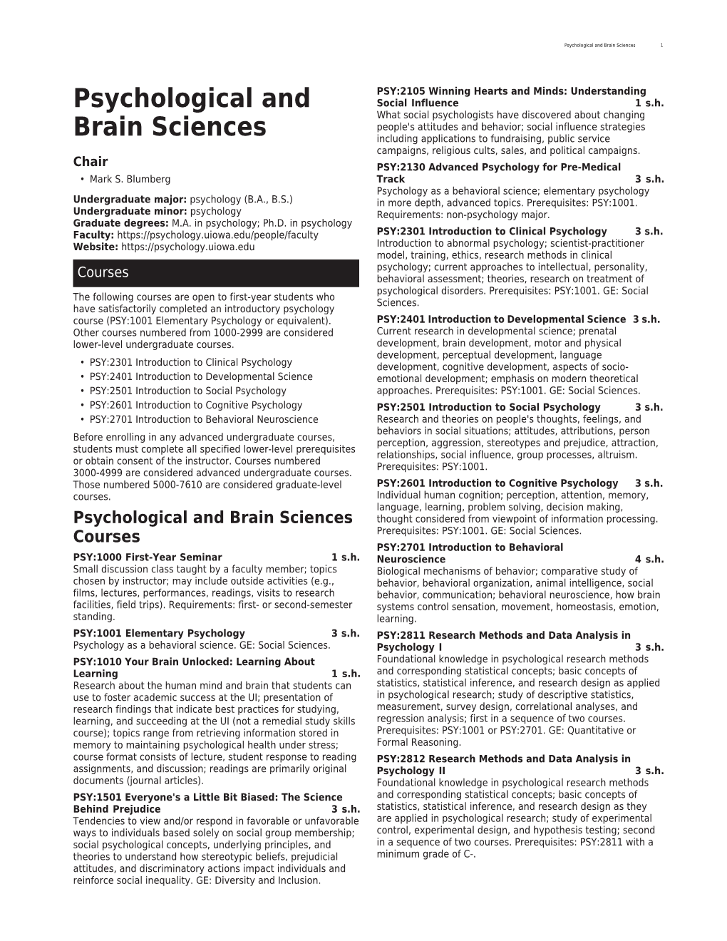 Psychological and Brain Sciences 1