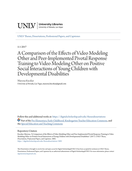A Comparison of the Effects of Video Modeling Other and Peer-Implemented Pivotal Response Training to Video Modeling Other on Po