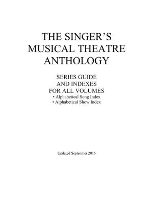 SINGER's MUSICAL THEATRE ANTHOLOGY Master Index, All Volumes