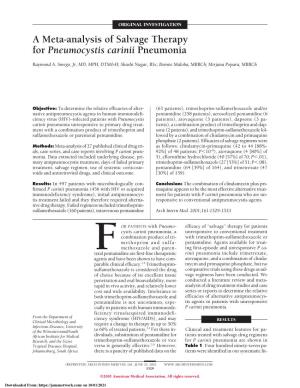 A Meta-Analysis of Salvage Therapy for Pneumocystis Carinii Pneumonia