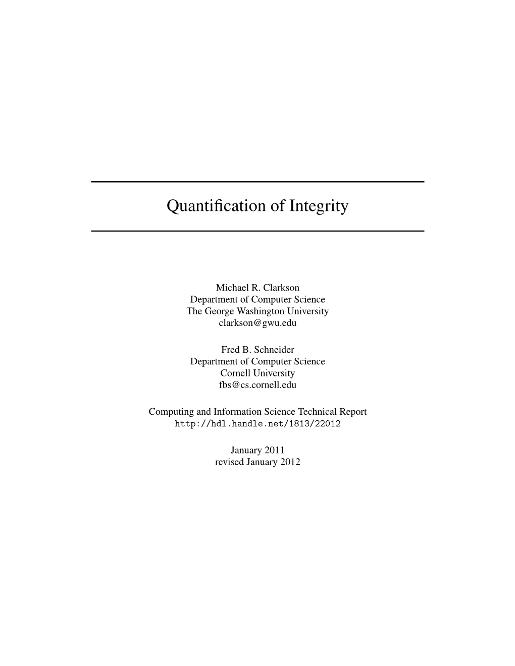 Quantification of Integrity