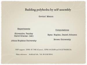 Building Polyhedra by Self-Assembly