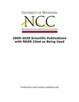 2009-2020 Scientific Publications with NDSR Cited As Being Used