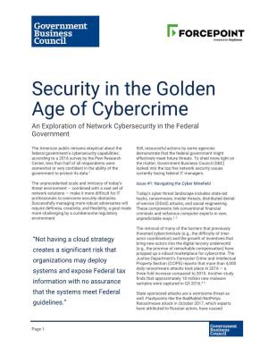 Security in the Golden Age of Cybercrime an Exploration of Network Cybersecurity in the Federal Government