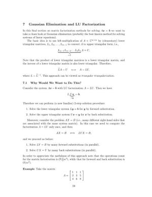 7 Gaussian Elimination and LU Factorization