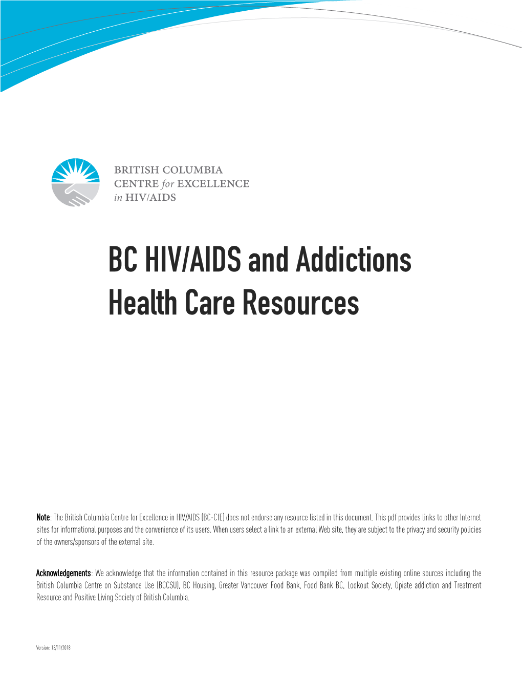 BC HIV/AIDS and Addictions Health Care Resources