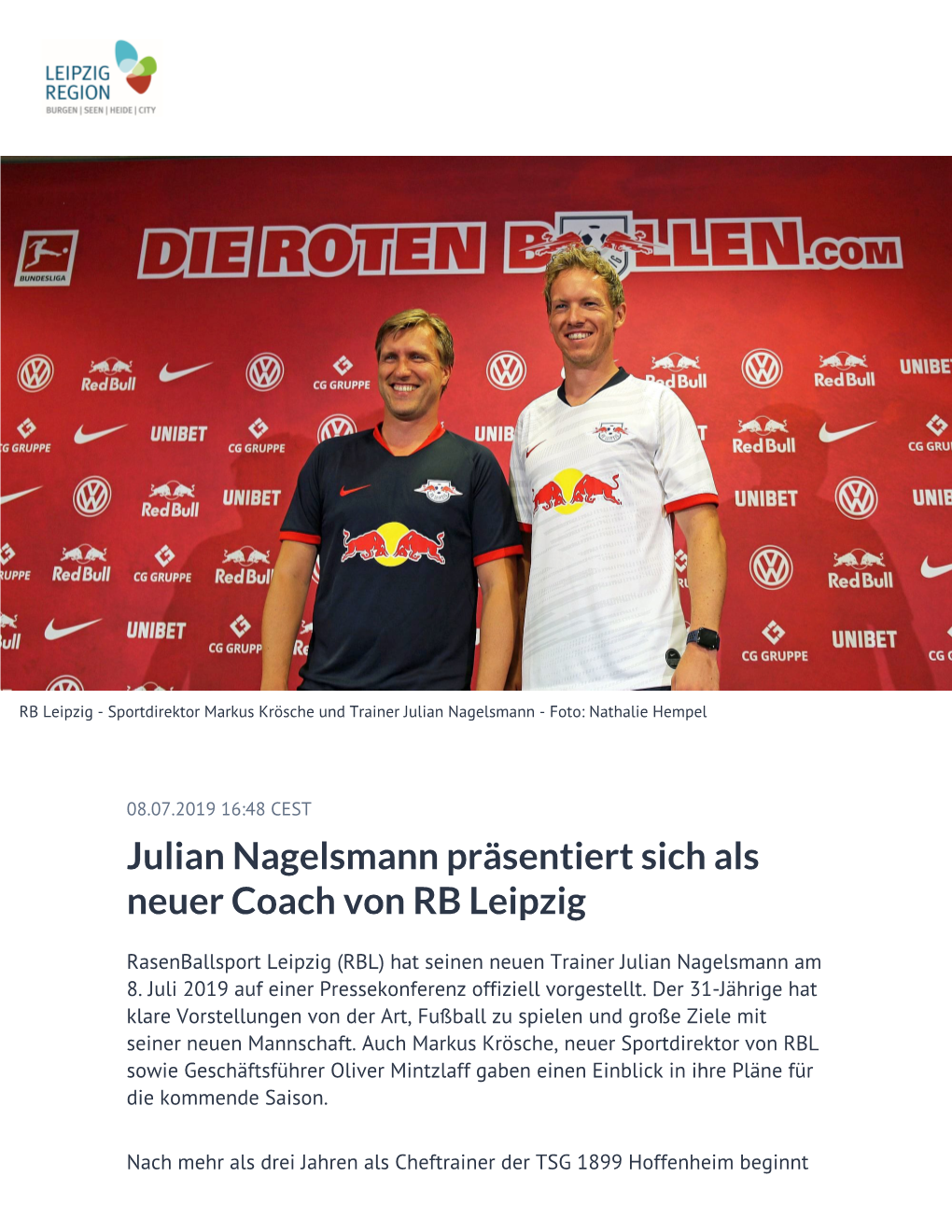 Julian Nagelsmann Präsentiert Sich Als Neuer Coach Von RB Leipzig