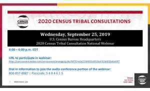 2020 Census Tribal Consultations National Webinar
