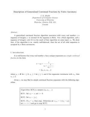 Description of Generalized Continued Fractions by Finite Automata
