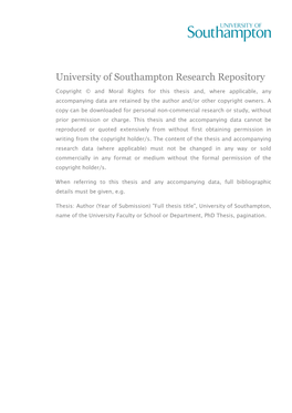 University of Southampton Research Repository