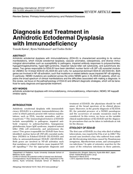 Diagnosis and Treatment in Anhidrotic Ectodermal Dysplasia with Immunodeficiency Tomoki Kawai1, Ryuta Nishikomori1 and Toshio Heike1