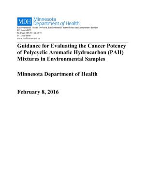 Guidance for Evaluating the Cancer Potency of PAH Mixtures