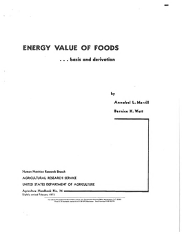 Energy Value of Foods