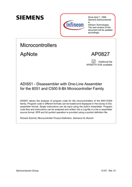Microcontrollers Apnote AP0827