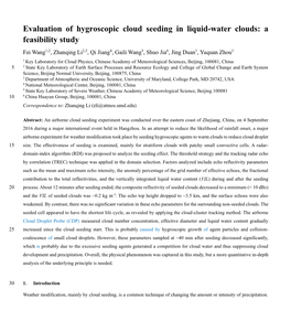 Evaluation of Hygroscopic Cloud Seeding in Liquid