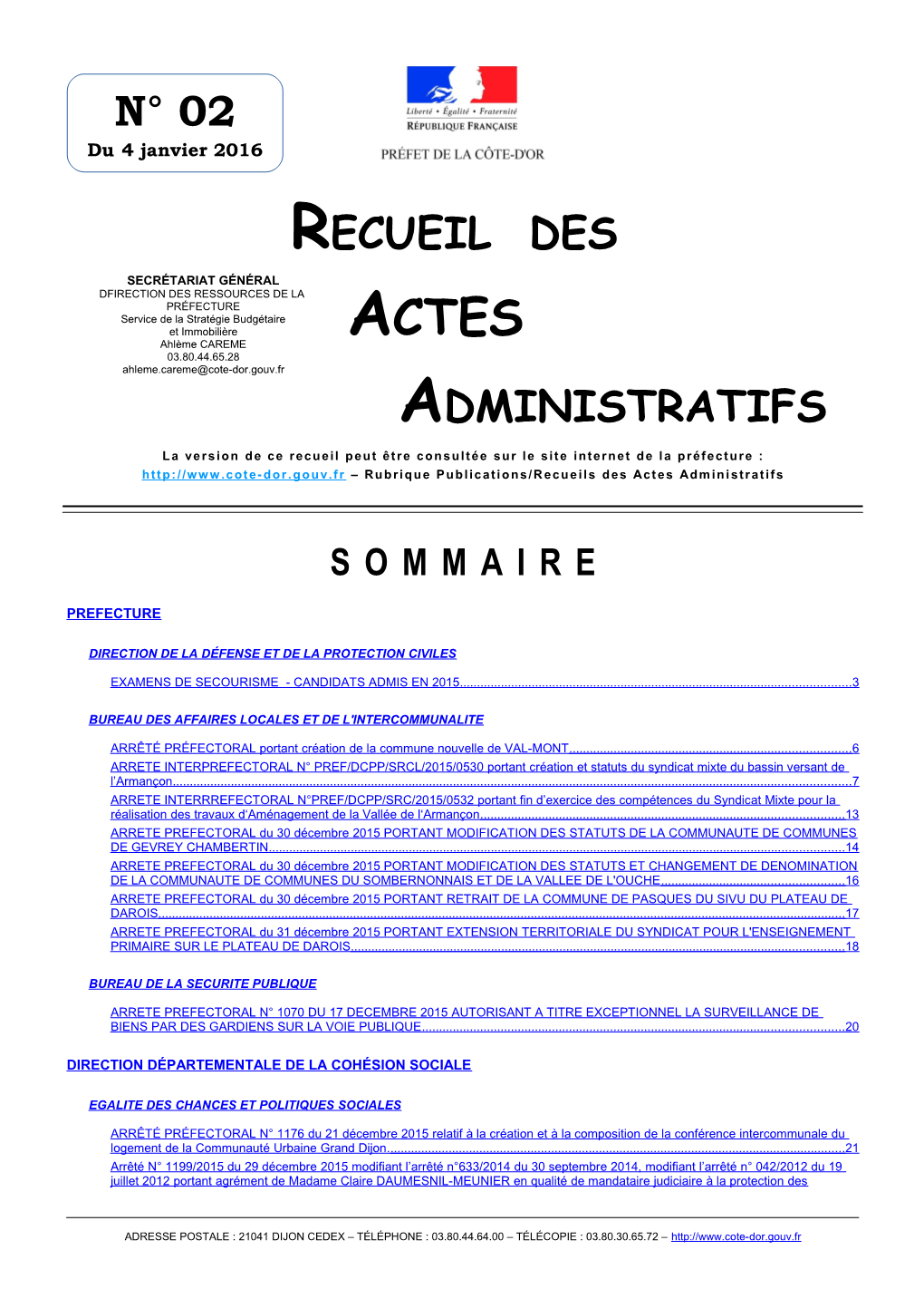 N° 02 Recueil Des Administratifs