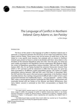 The Language of Conflict in Northern Ireland: Gerry Adams Vs. Ian Paisley