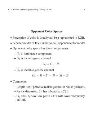 Opponent Models of Color