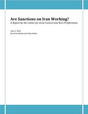 Are Sanctions on Iran Working? a Report by the Center for Arms Control and Non-Proliferation
