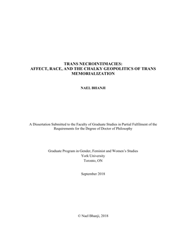 Trans Necrointimacies: Affect, Race, and the Chalky Geopolitics of Trans Memorialization