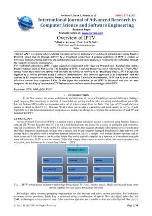Overview of IPTV Pallavi V