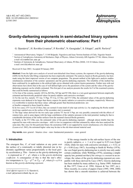 Gravity-Darkening Exponents in Semi-Detached Binary Systems from Their Photometric Observations: Part I