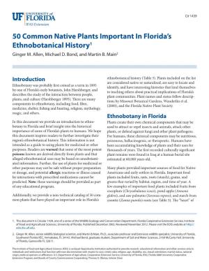 50 Common Native Plants Important in Florida's Ethnobotanical History1