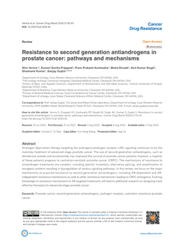 Resistance to Second Generation Antiandrogens in Prostate Cancer: Pathways and Mechanisms