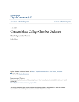 Concert: Ithaca College Chamber Orchestra Ithaca College Chamber Orchestra