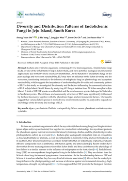 Diversity and Distribution Patterns of Endolichenic Fungi in Jeju Island, South Korea