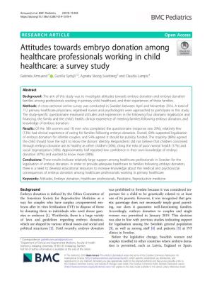 Attitudes Towards Embryo Donation Among Healthcare Professionals Working in Child Healthcare