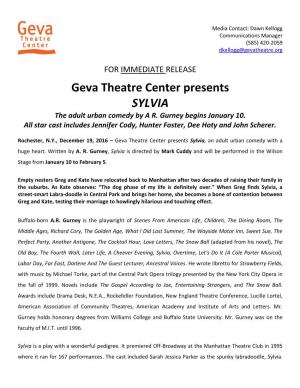 Geva Theatre Center Presents SYLVIA the Adult Urban Comedy by a R