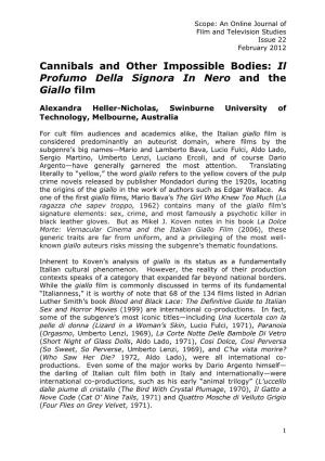 Il Profumo Della Signora in Nero and the Giallo Film