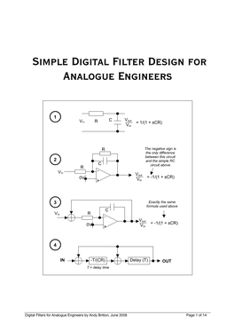 Simple Simple Digital Filter Design for Analogue Engineers