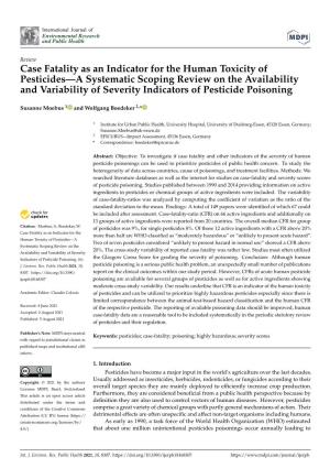 Case Fatality As an Indicator for the Human Toxicity of Pesticides—A