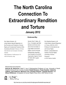 The North Carolina Connection to Extraordinary Rendition and Torture January 2012