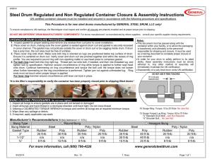 Steel Drum Regulated and Non Regulated Container Closure