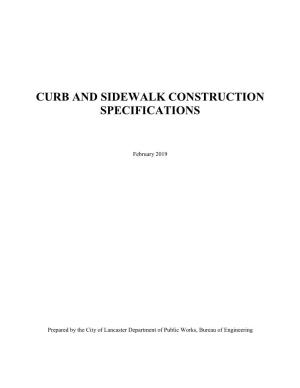 Curb and Sidewalk Construction Specifications