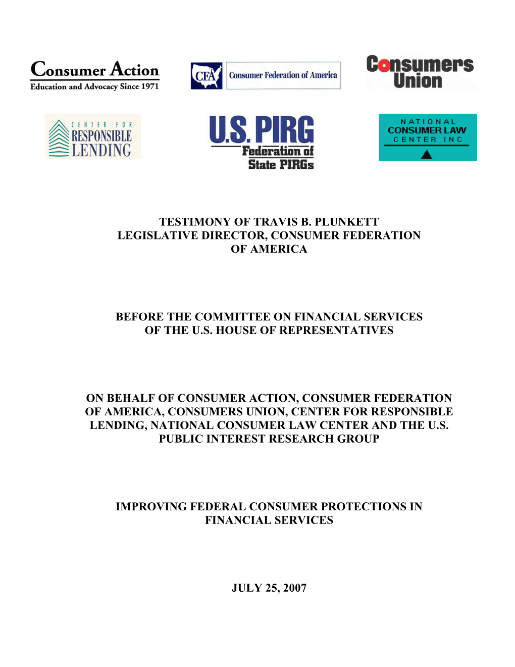 Improving Federal Consumer Protections in Financial Services