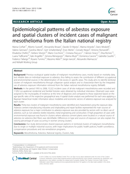 Epidemiological Patterns of Asbestos Exposure and Spatial Clusters Of