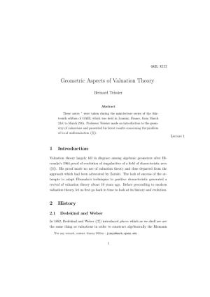 Geometric Aspects of Valuation Theory