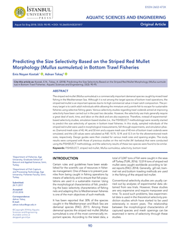 (Mullus Surmuletus) in Bottom Trawl Fisheries Enis Noyan Kostak1 , Adnan Tokaç2