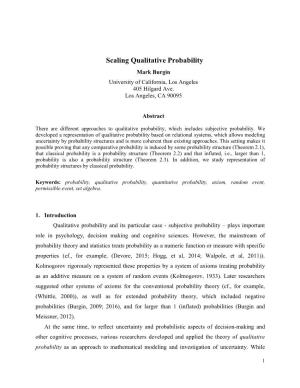 Scaling Qualitative Probability Mark Burgin University of California, Los Angeles 405 Hilgard Ave