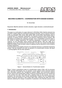 Machine Elements – Coordination with Design Science